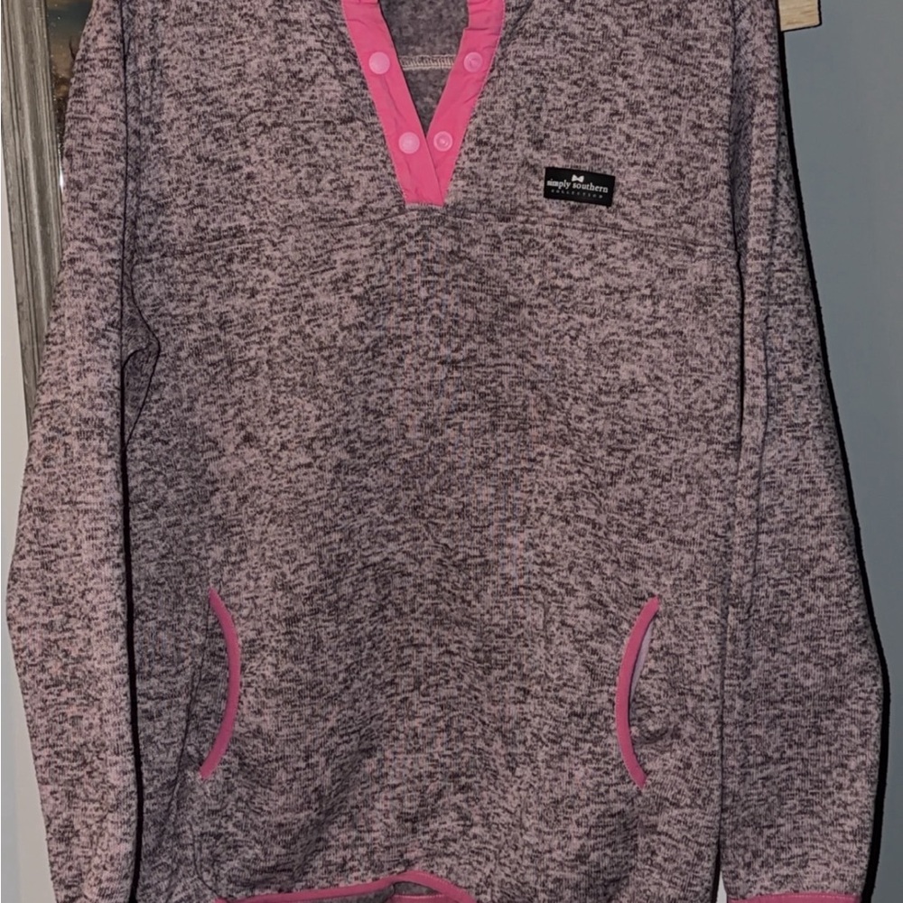 Simply Southern Heathered Pink V-Neck Jacket